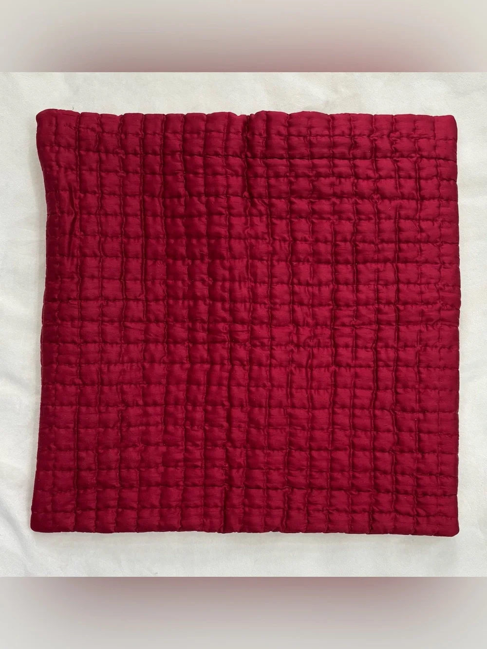 lot of 2 deep red Pottery Barn 20x20 pillow covers - pintuck + boucle